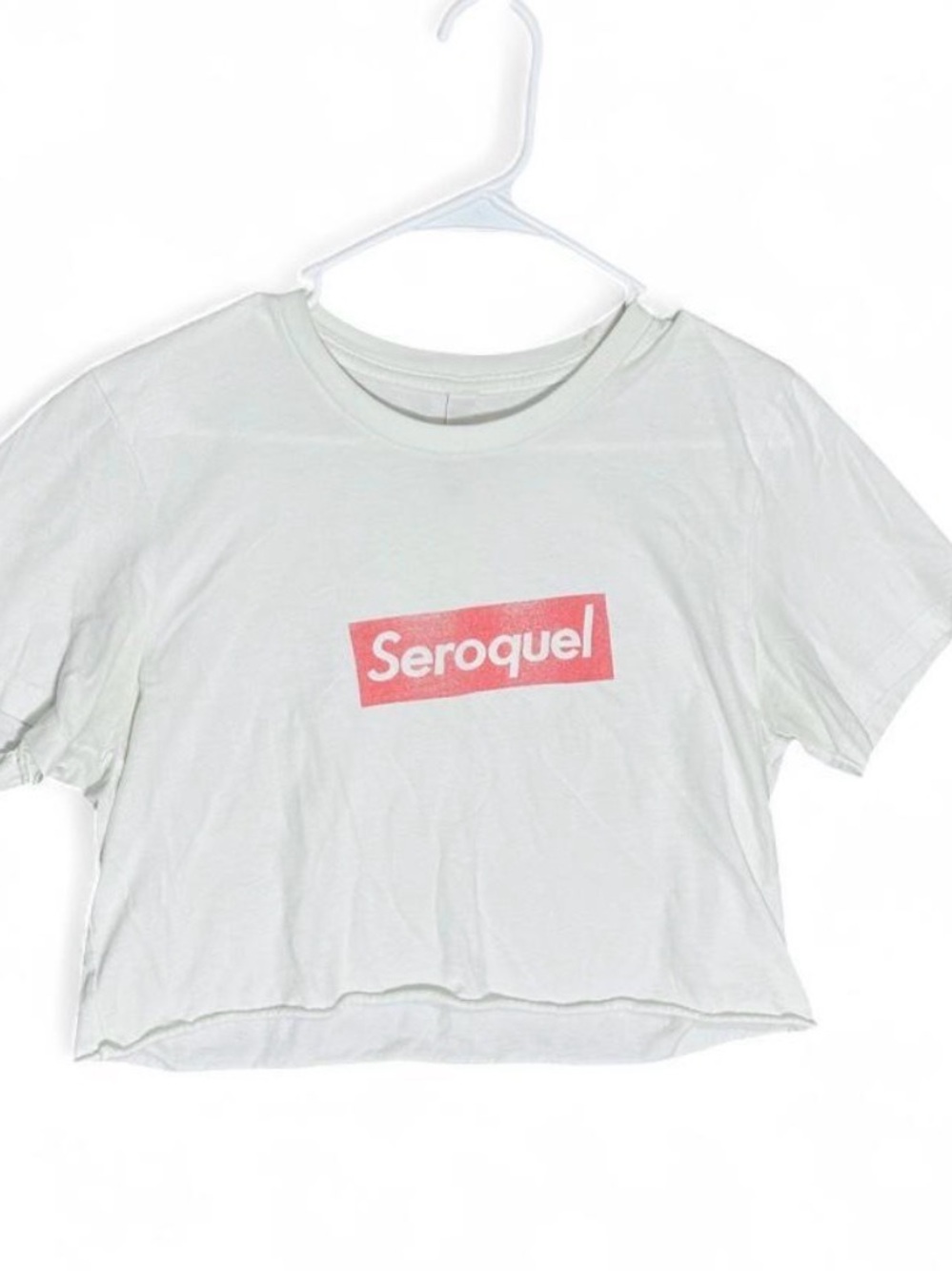 Hot Topic White Crop Top with Pink Logo